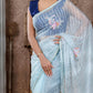 Zaalima Fashion - Organza Saree With Sequin Stripes