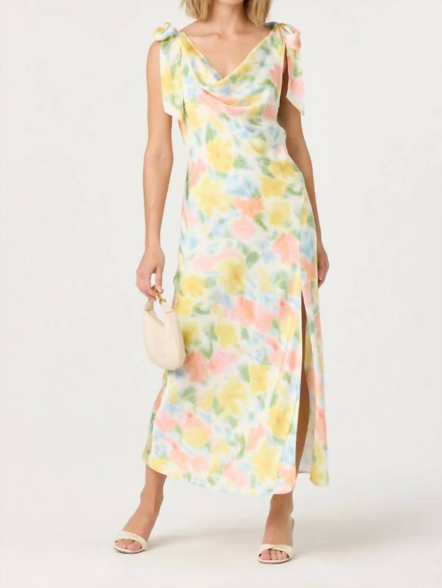 Astr - Allexina Front Thigh Slit Maxi Dress
