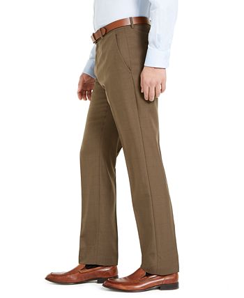 Perry Ellis Men's Modern Fit Performance Plaid Dress Pants Brown Size 30X30