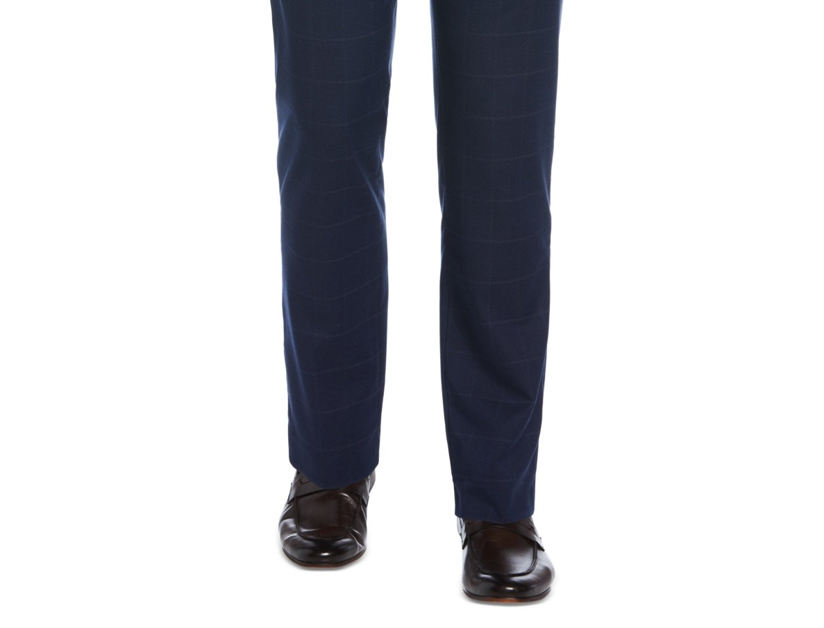 Perry Ellis Portfolio Men's Slim Fit Flat Front Dress Pants Blue Size 30X32