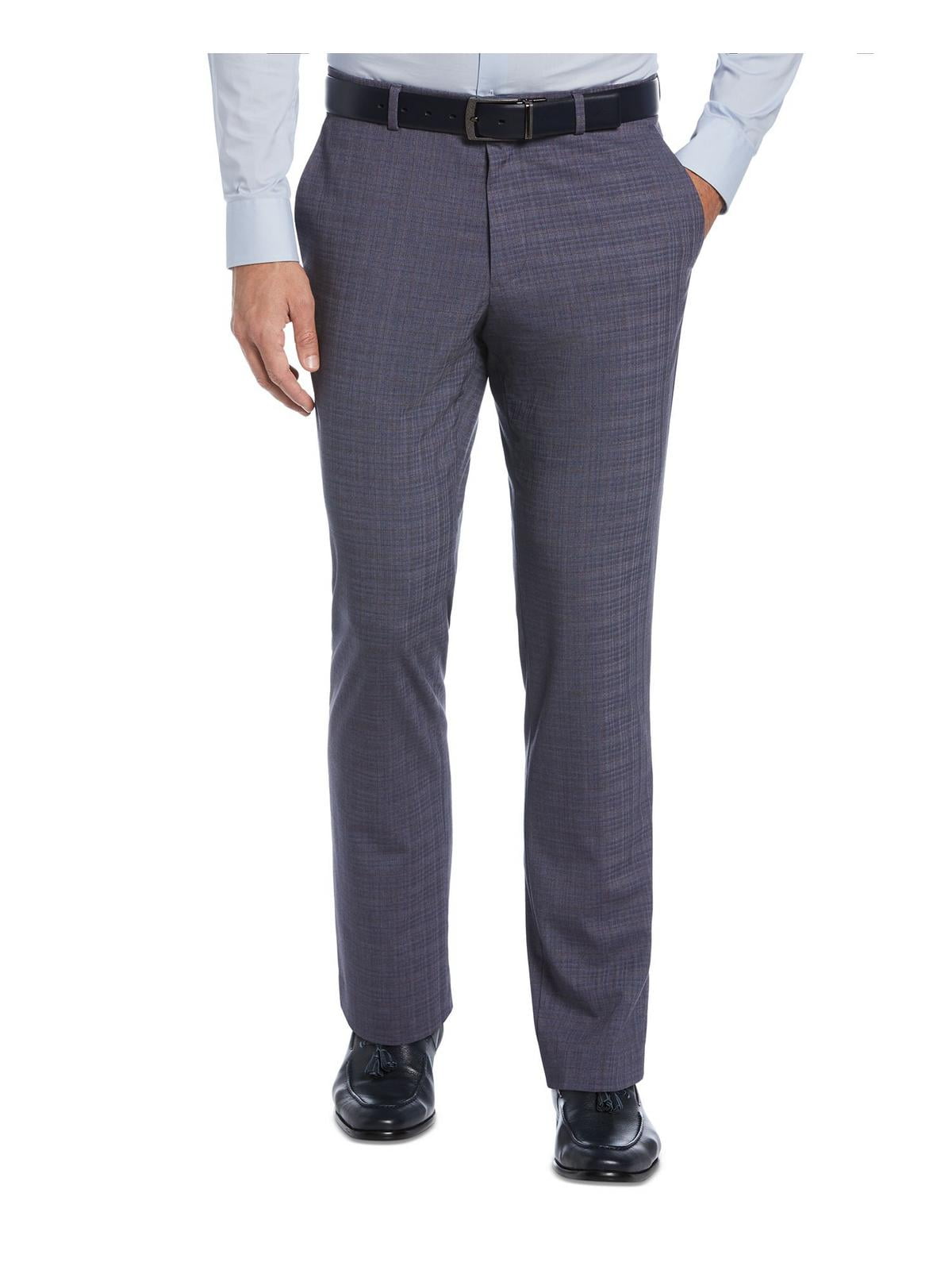 Perry Ellis Portfolio Men's Slim Fit Flat Front Dress Pants Blue Size 38X32