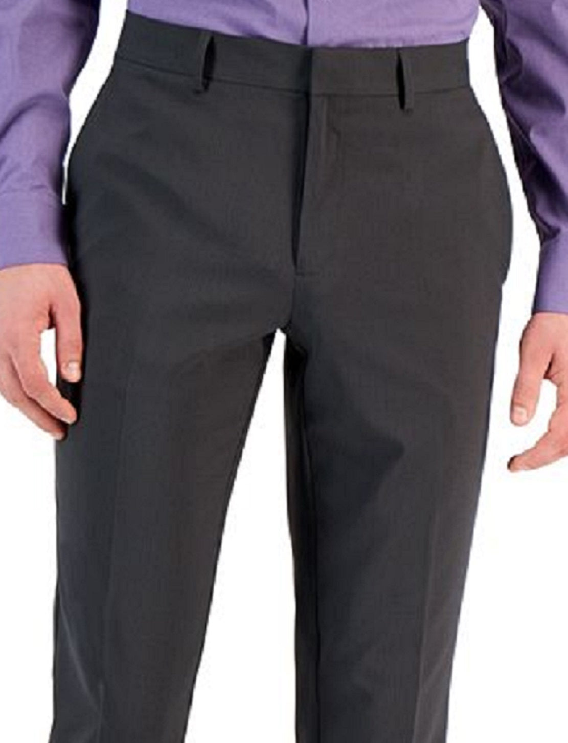 Perry Ellis Men's Slim Fit Flat Front Pants Gray Size 38X29