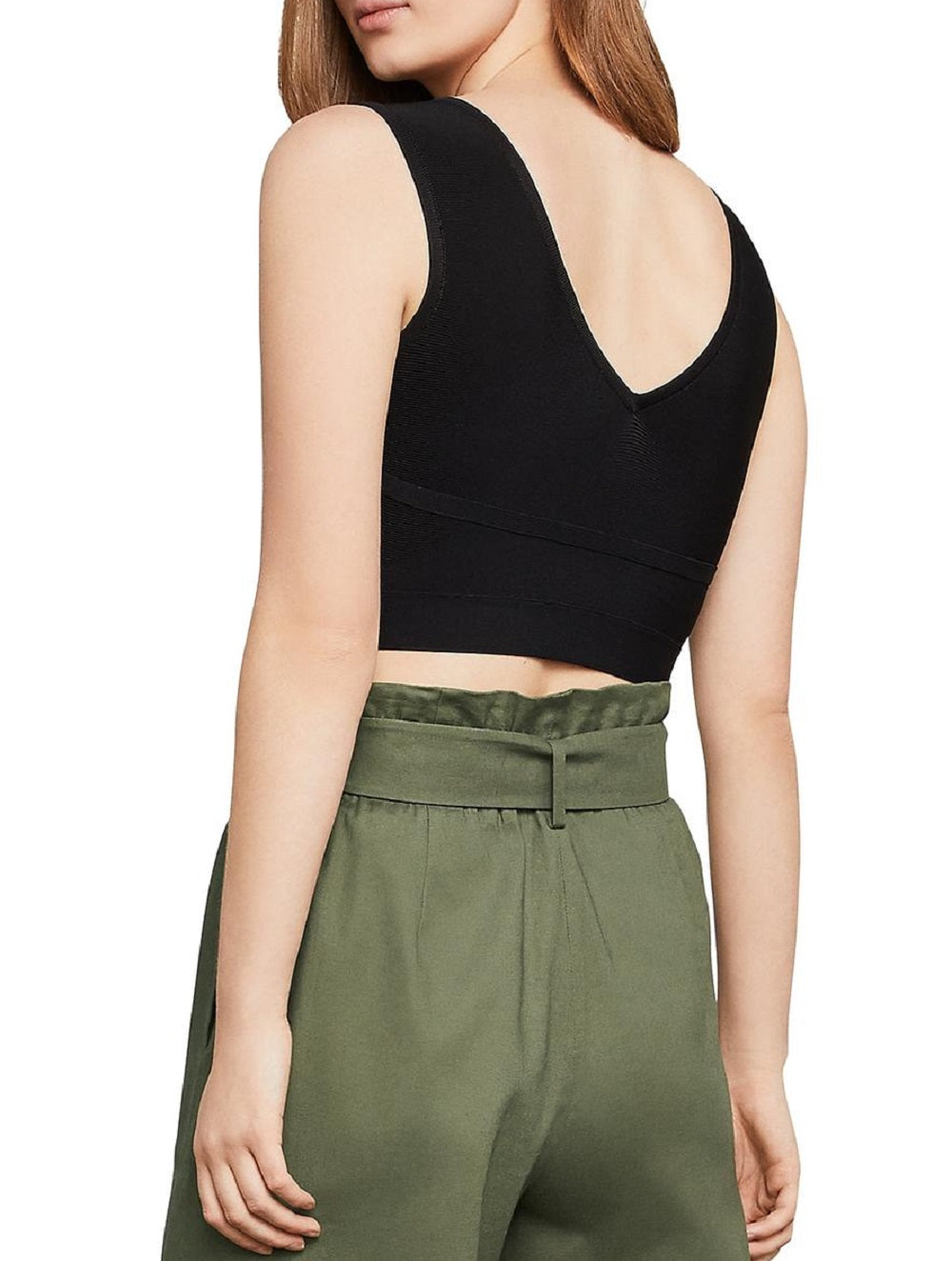 BCBGMAXAZRIA महिलाओं का फेनेला क्रॉप टॉप काला छोटे आकार का