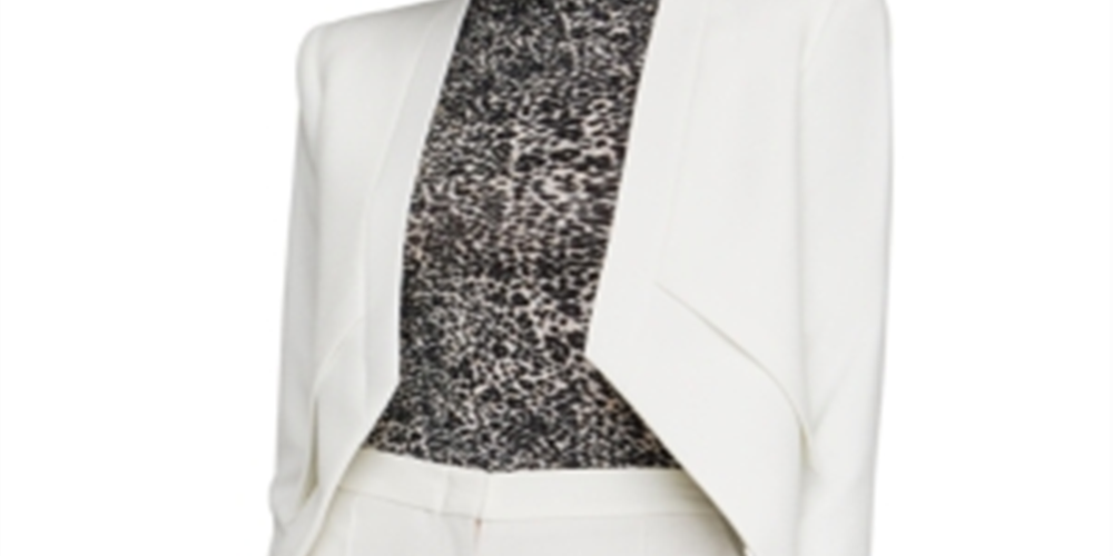 BCBGMAXAZRIA Women's Lloyd Asymmetrical Open Front Blazer White Size Small