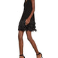 BCBGMAXAZRI Women's Addilyn Fringe Trim Shift Dress Black Size 2