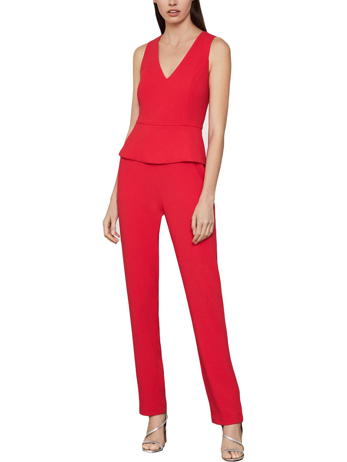 BCBGMAXAZRIA Women's Sleeveless Slim Leg Peplum Jumpsuit Red Size 2