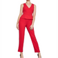 BCBGMAXAZRIA Women's Sleeveless Slim Leg Peplum Jumpsuit Red Size 2