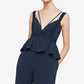 BCBGMAXAZRIA Women's Wide Leg Peplum Jumpsuit Blue Size XX-Small