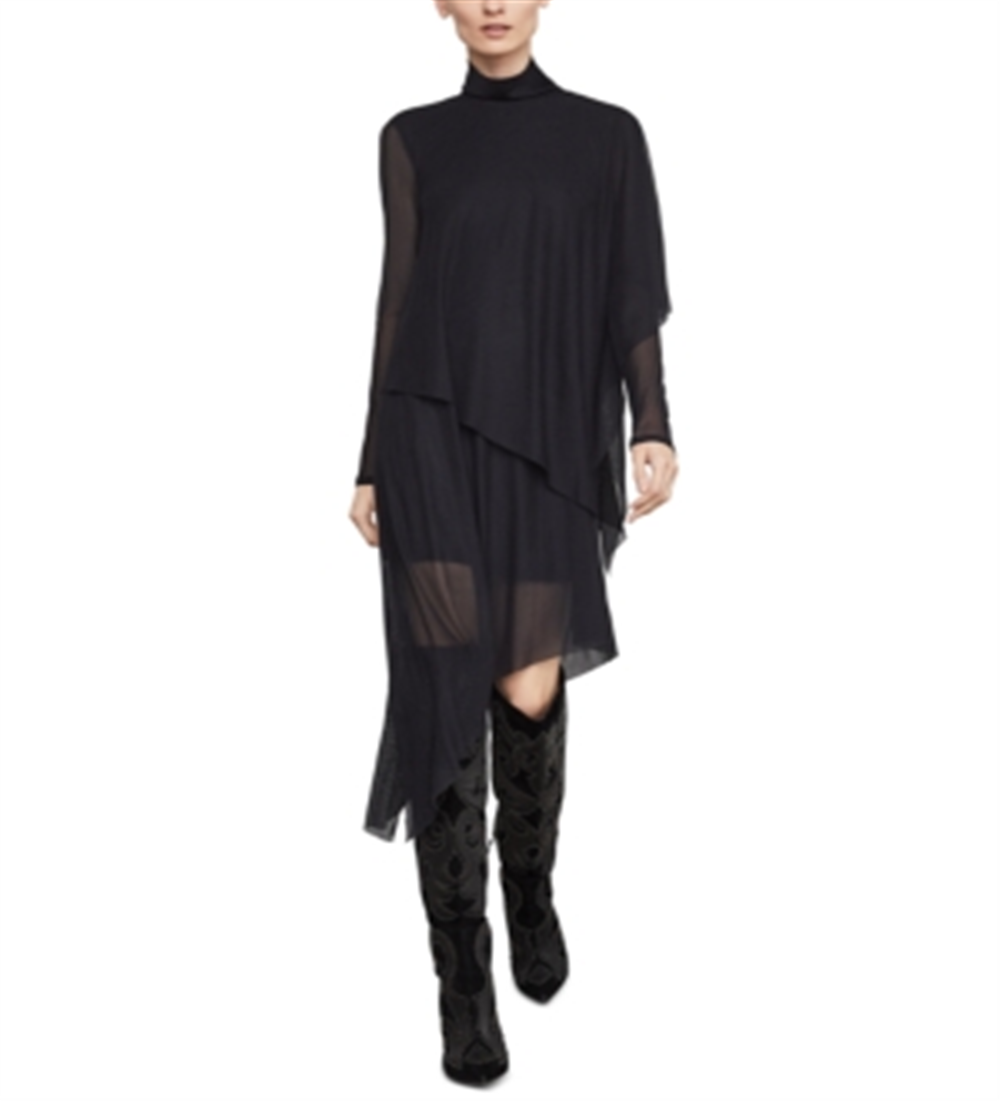 BCBGMAXAZRIA Women's Asymmetrical Turtleneck Dress Black Size Medium