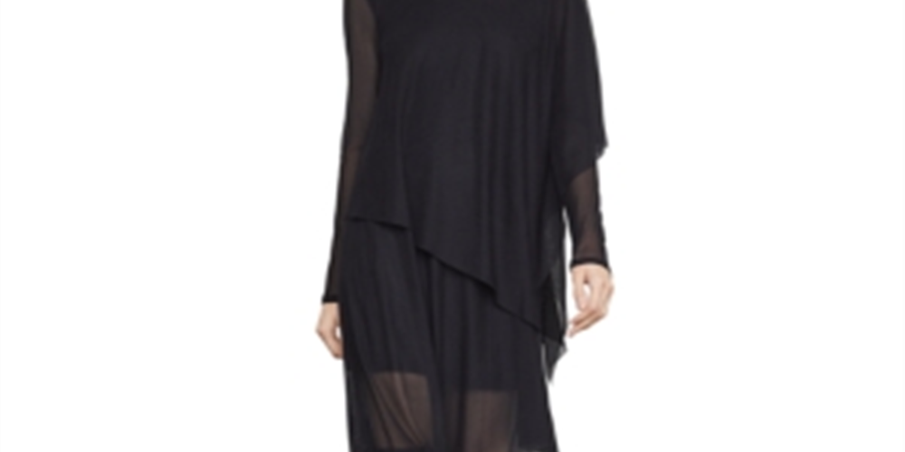 BCBGMAXAZRIA Women's Asymmetrical Turtleneck Dress Black Size Medium