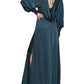 BCBGMAXAZRIA Women's Satin Drape Maxi Dress Green Size 8