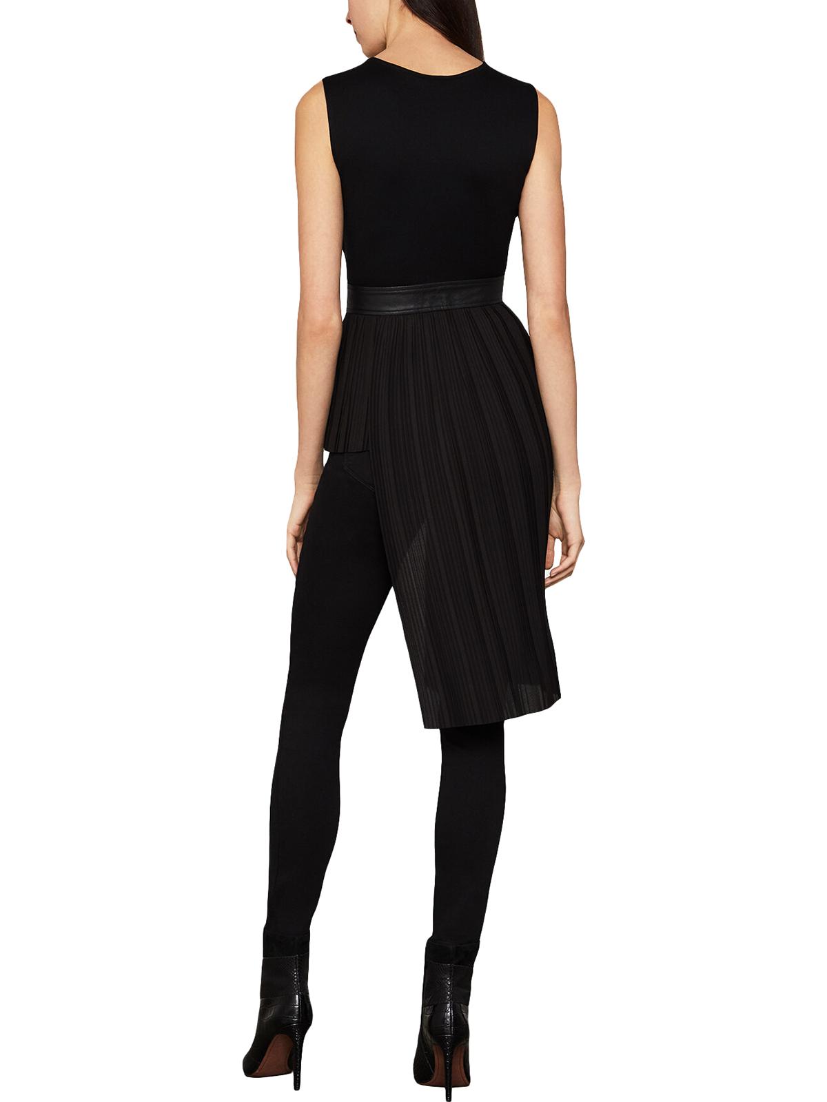 BCBGMAXAZRIA Women's Asymmetric Mixed Media Top Black Size Large