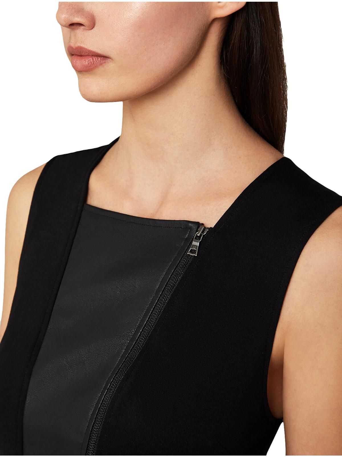 BCBGMAXAZRIA Women's Asymmetric Mixed Media Top Black Size Large