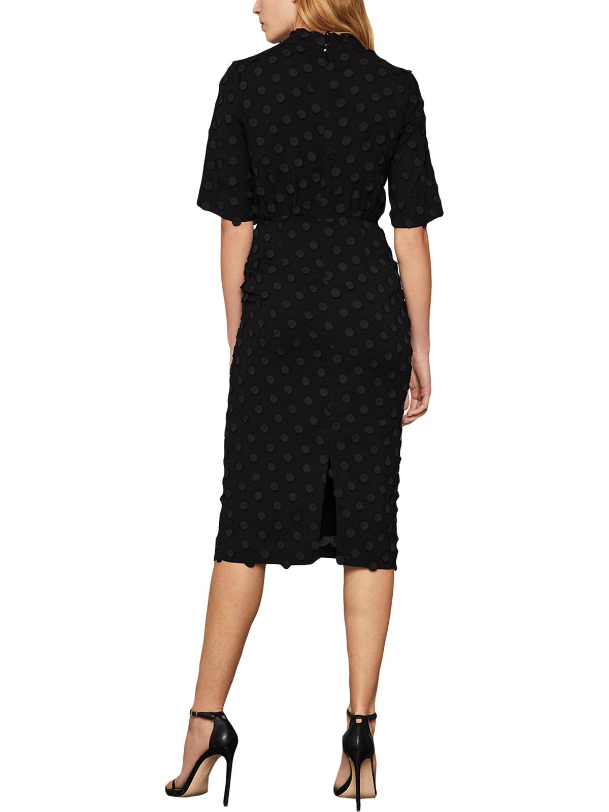 BCBGMAXAZRIA महिलाओं की मिडी ड्रेस मॉक नेक शीथ ब्लैक साइज़ लार्ज