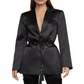 BCBGMAXAZRIA Women's Satin Office One Button Blazer Black Size L