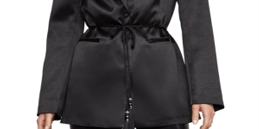 BCBGMAXAZRIA Women's Satin Office One Button Blazer Black Size L