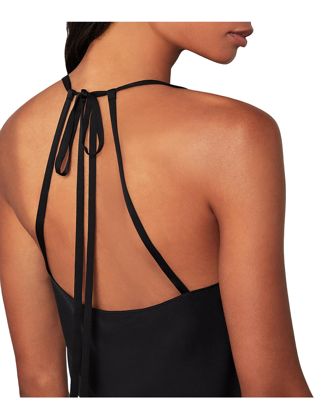 BCBGMAXAZRIA महिलाओं का साटन हॉल्टर कैमीसोल टॉप काला, आकार XX-स्मॉल