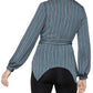 BCBGMAXAZRIA Women's Asymmetric Striped Long Sleeve Wrap Blouse Blue Size Large