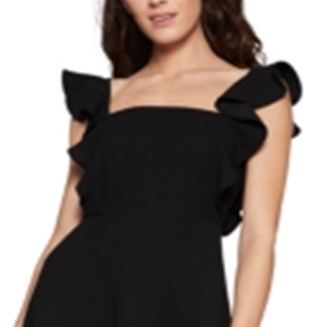 BCBGeneration Women's Ruffle Sleeve Square Neck Dress Black Size 2