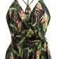 BCBGMAXAZRIA Women's Printed Surplice Romper Green Size X-Small