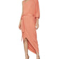 BCBGMAXAZRIA Women's Asymmetric One Shoulder Cocktail Dress Orange Size Medium