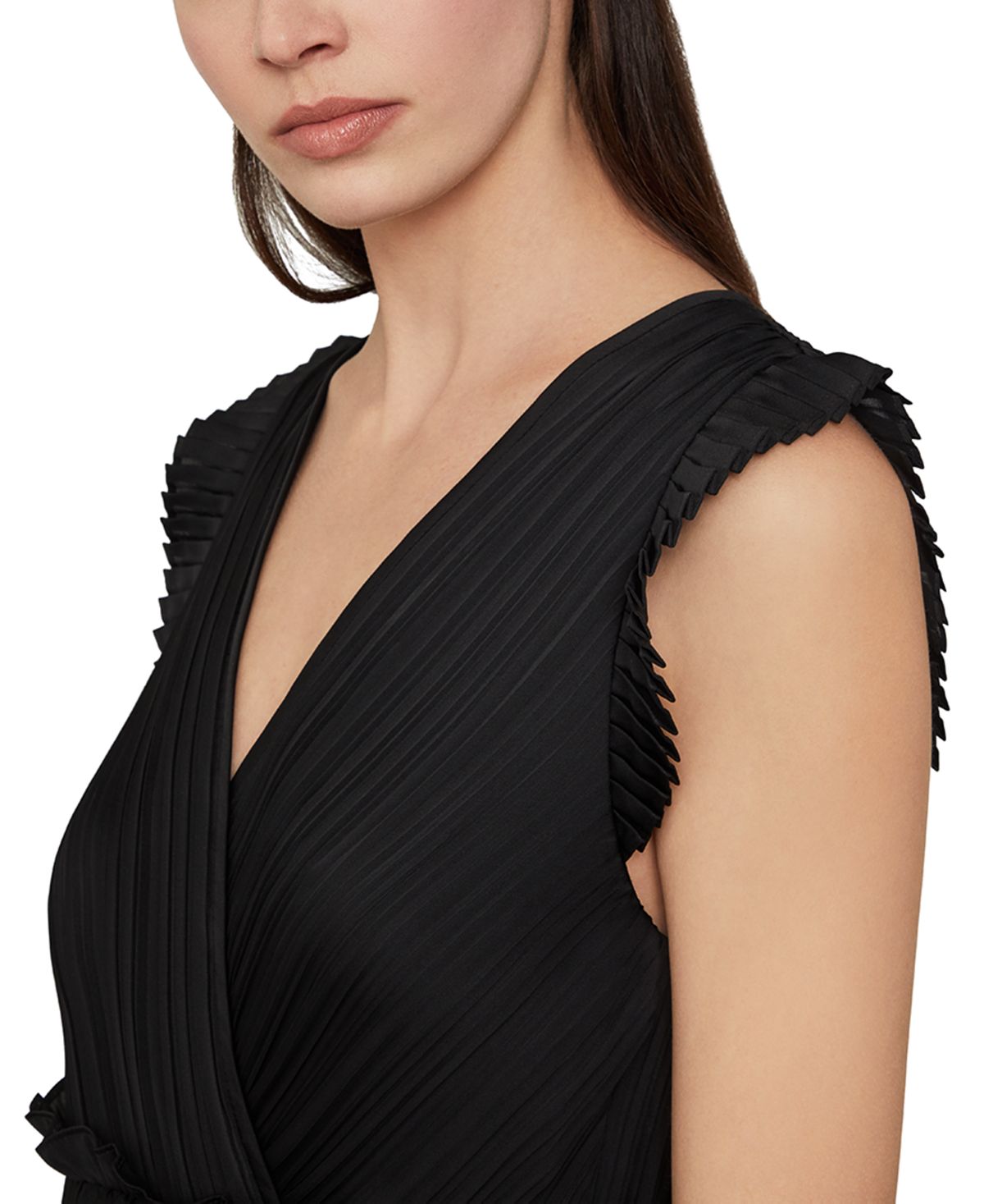 BCBGMAXAZRIA Women's Maxi Dress Pleated Colorblock Black Size Medium
