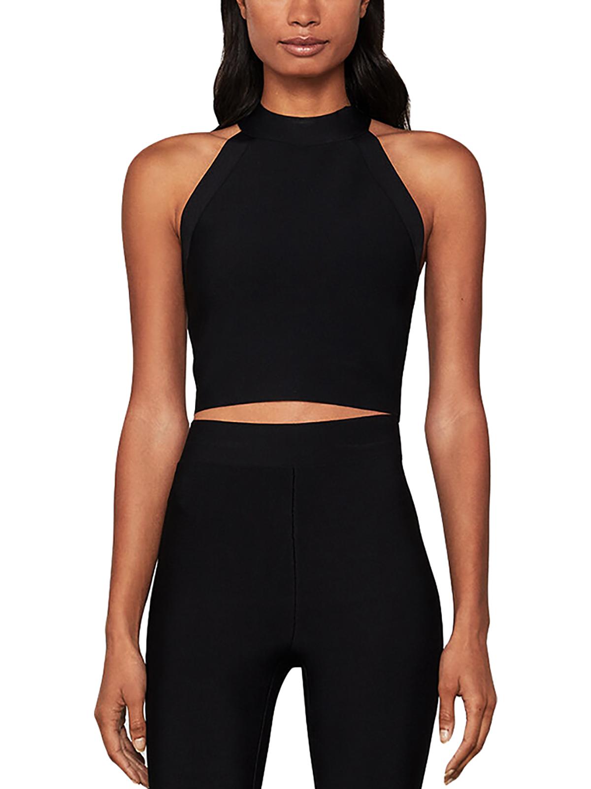 BCBGMAXAZRIA Women's Sleeveless Mock Neck Halter Sweater Black Size Small