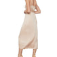 BCBGMAXAZRIA Women's Satin Tie Waist Gown Beige Size X-Large