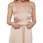 BCBGMAXAZRIA Women's Satin Tie Waist Gown Beige Size X-Large