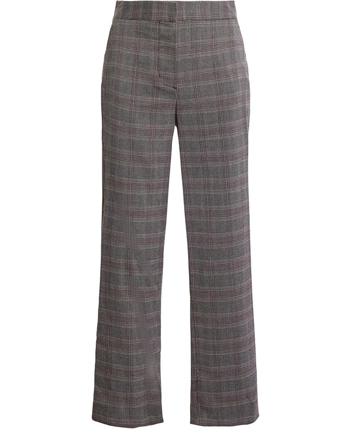 BCBGMAXAZRIA Women's Plaid Print Cropped Pants Black Size 6