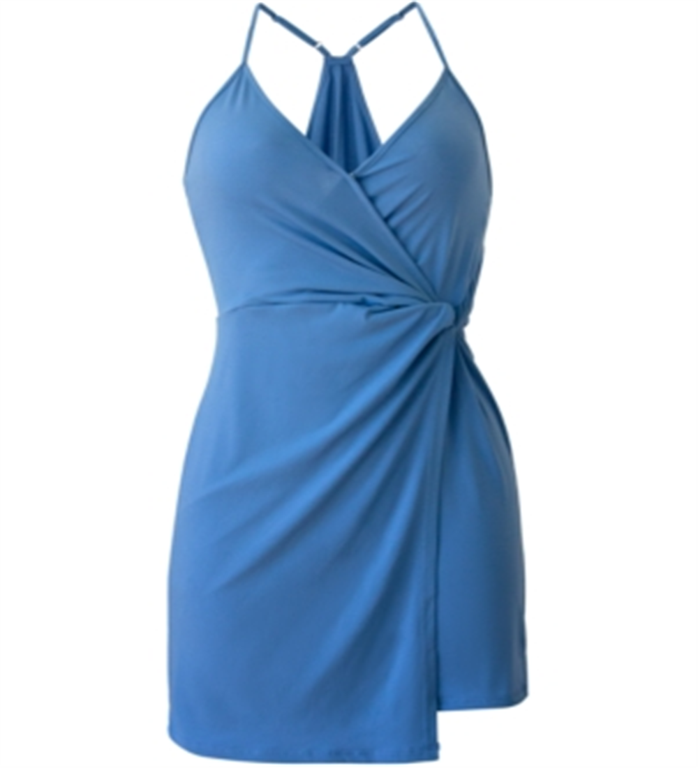 BCBGeneration Women's Sleeveless Twist Front Surplice Dress Blue Size Small