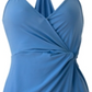 BCBGeneration Women's Sleeveless Twist Front Surplice Dress Blue Size Small
