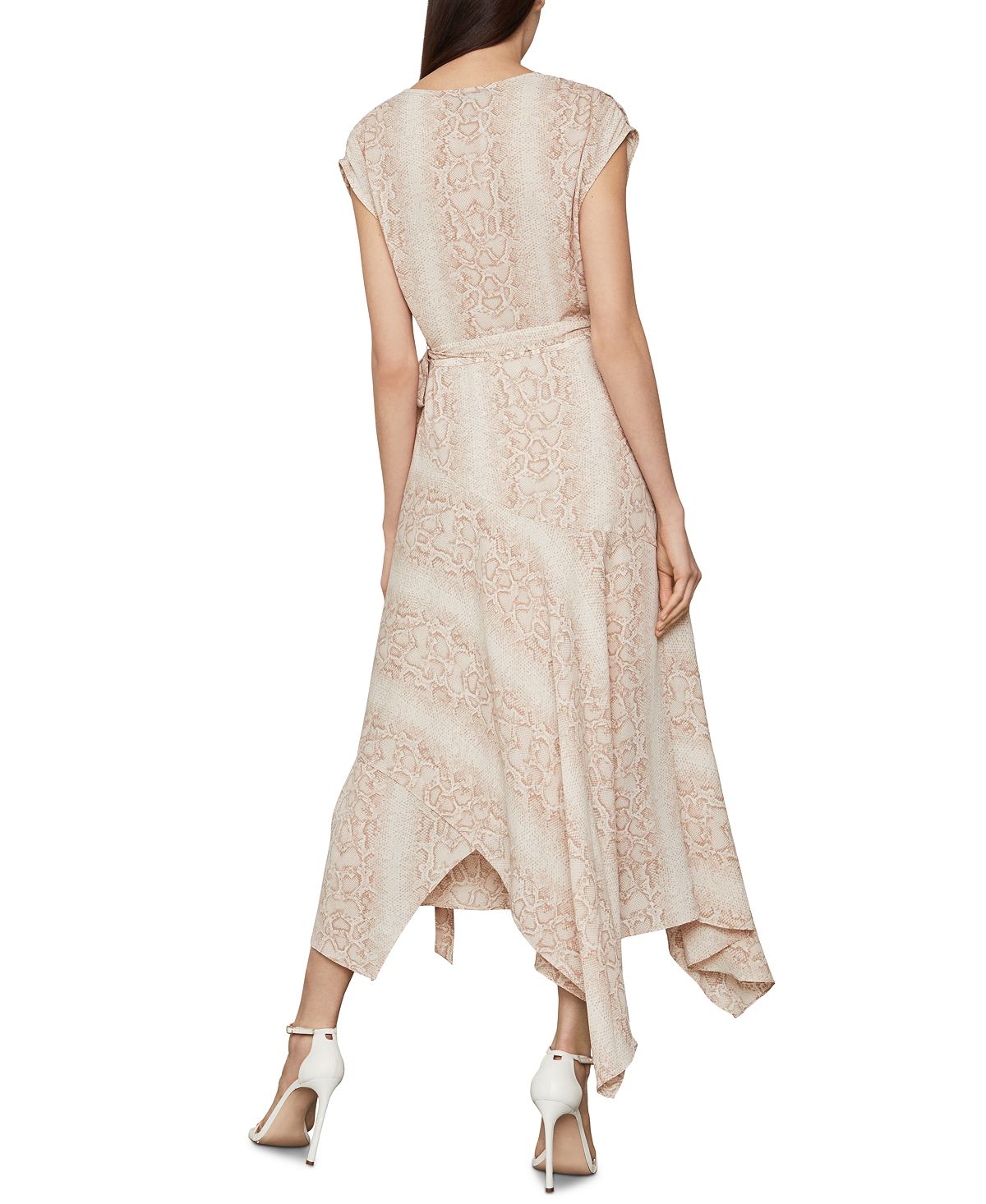 BCBGMAXAZRI Women's Snake Embossed Wrap Dress Pink Size Large