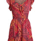 BCBGMAXAZRIA Women's Printed Tie Front Romper Red Size 6