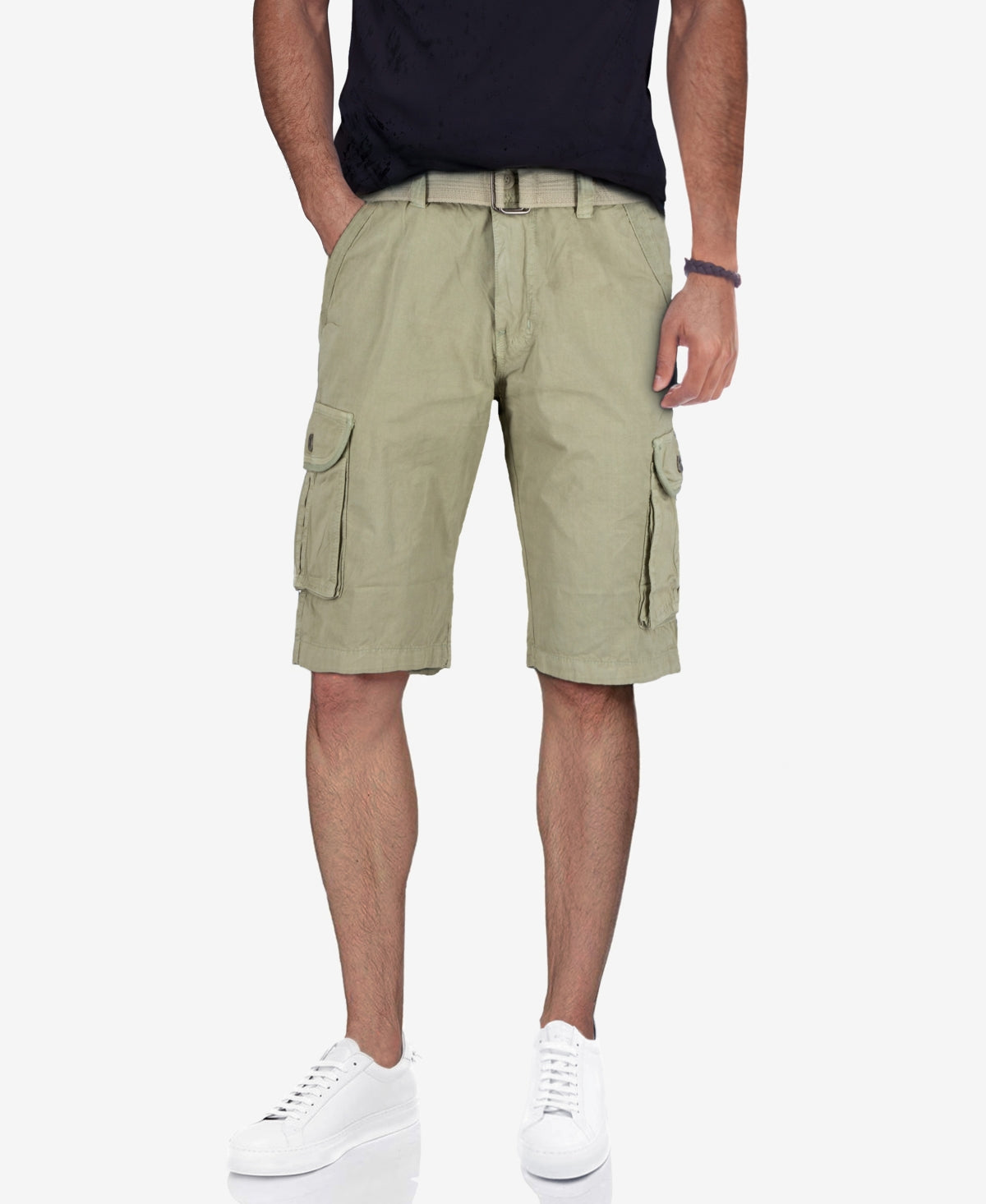 X-Ray Men's Belted Twill Tape Cargo Shorts Brown Size 34