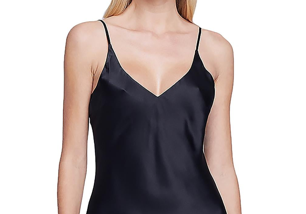 L Agence Womens Silk V-Neck Slip Dress Black