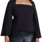 ELOQUII Women's Plus Size Square Neck Seam Detail Top - 24, Black Onyx