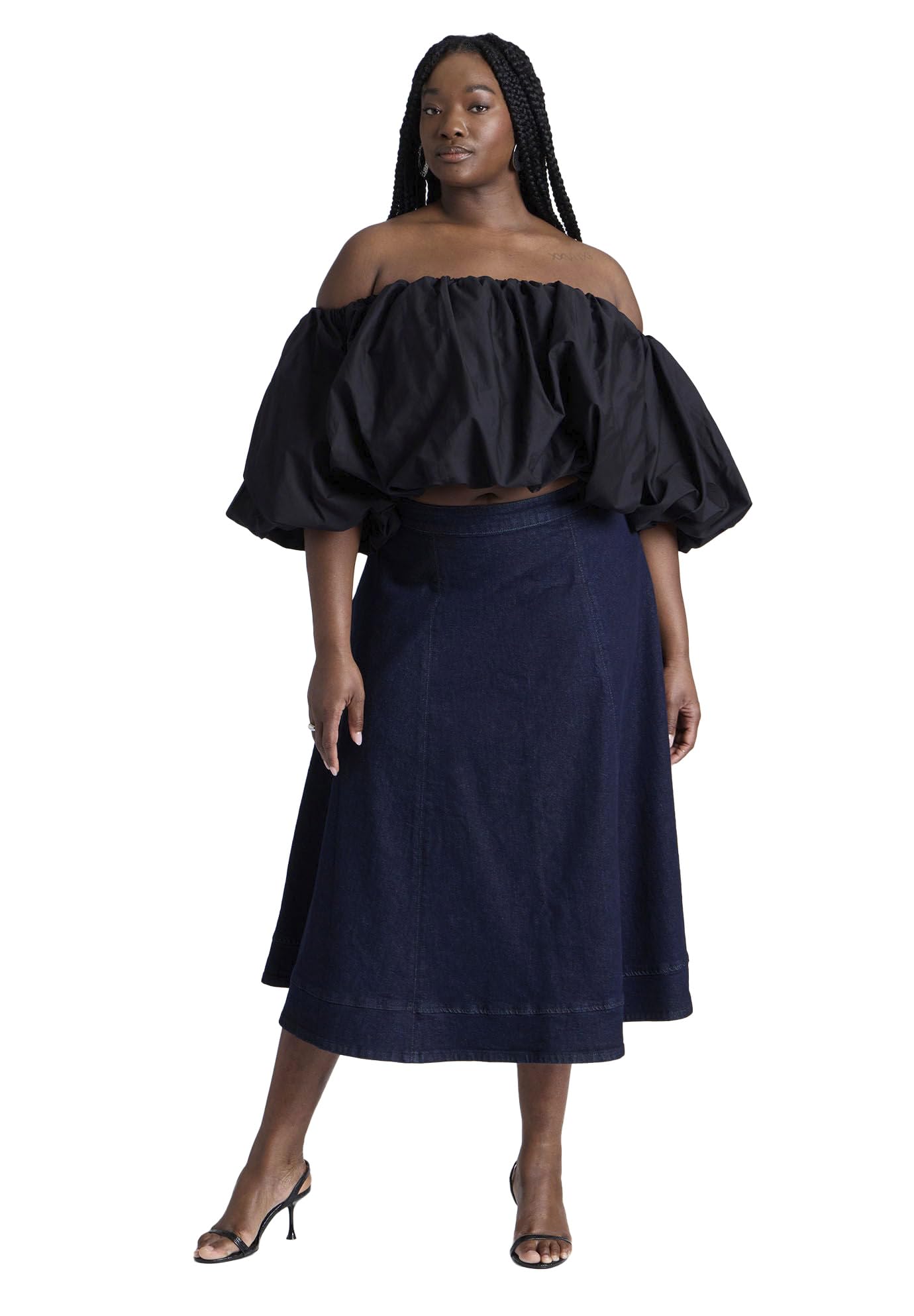 ELOQUII Women's Plus Size Denim A Line Skirt - 20, True Dark Rinse Denim