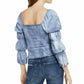 Rewash Junior's Tie Dyed Smocked Ruffle TrimTop Blue Size Small