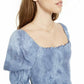 Rewash Junior's Tie Dyed Smocked Ruffle TrimTop Blue Size Small