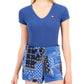 Tommy Jeans Womens Blue Stretch Ribbed Snap-Closure at Gusset Short Sleeve V Neck Body Suit Top XXS