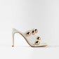 Anne Michelle - Women's Dome Stud Double Strap Heeled Sandal
