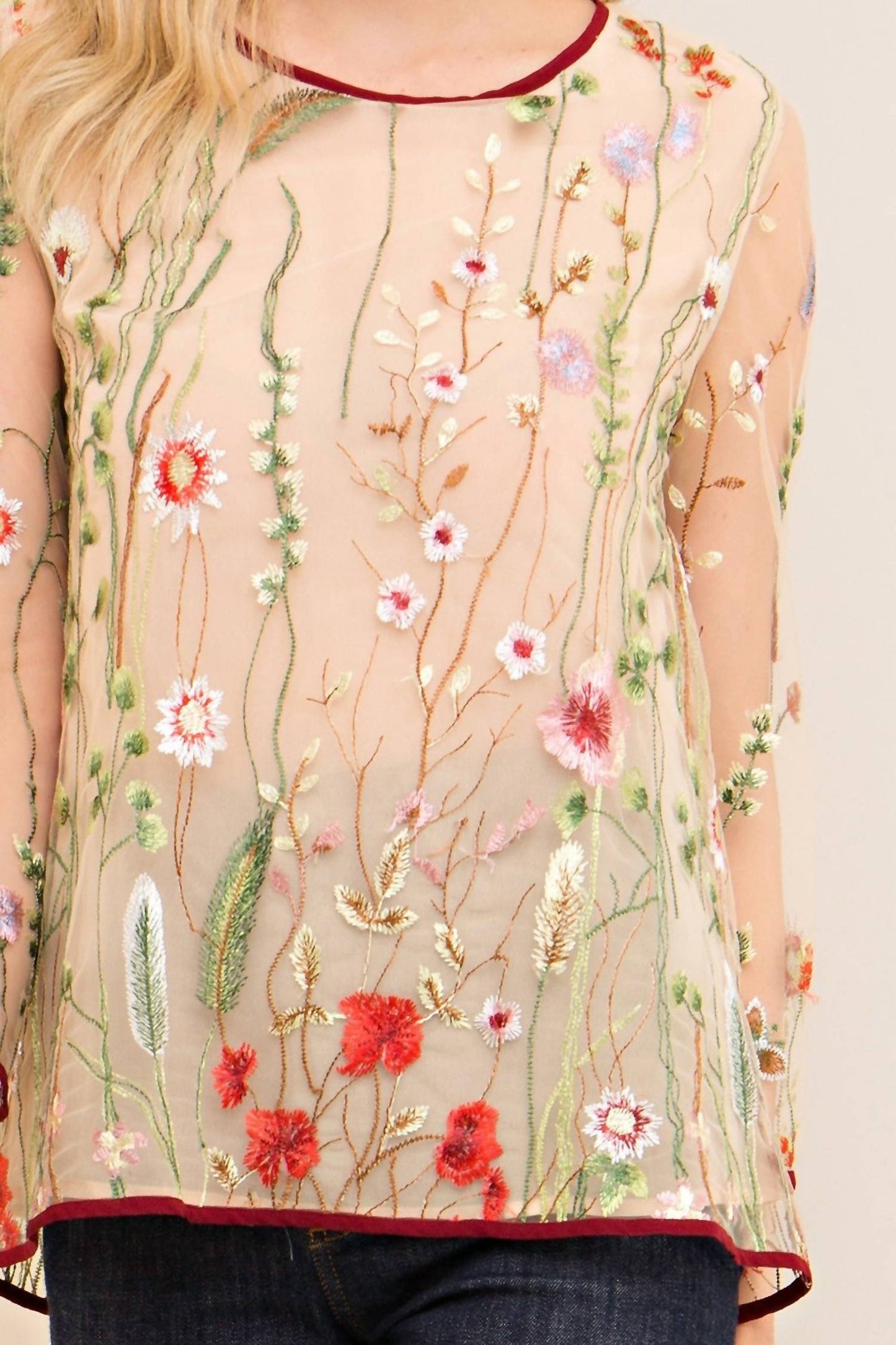 Entro - Always in Bloom Floral Embroidered Top