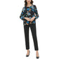 Calvin Klein Womens Ruched Printed Blouse Black S
