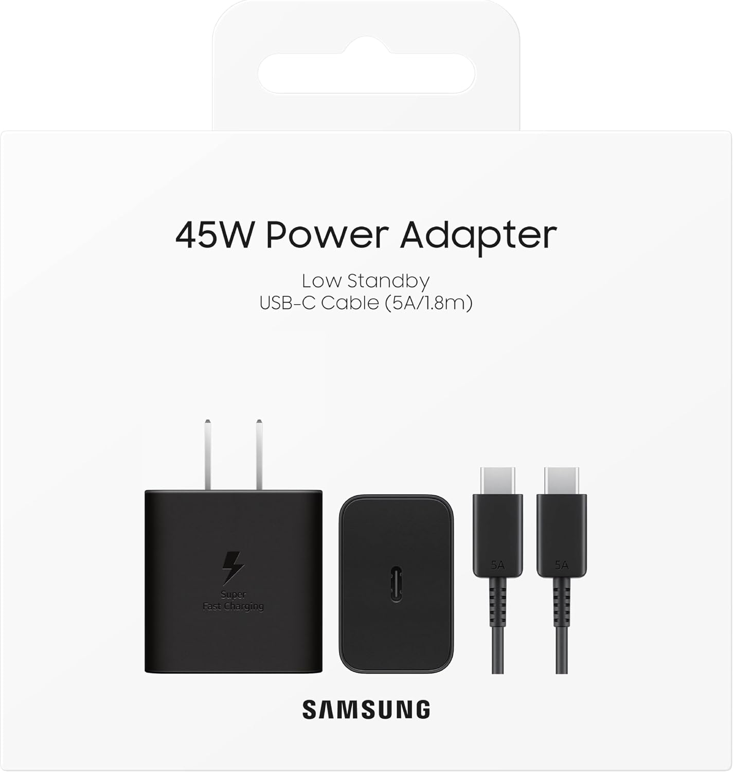 Samsung 45W Wall Charger Power Adapter with Cable Included, Super Fast Charging - White