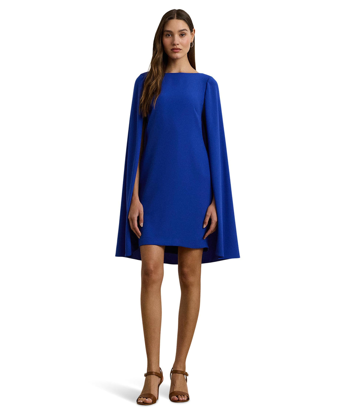 Lauren Ralph Lauren Womens Cape Georgette Cocktail Dress New Sapphire Size 8