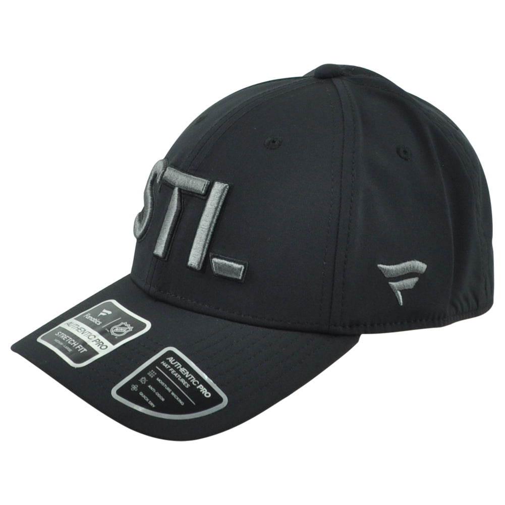 NHL Fanatics Authentic Pro St Louis Blues STL Black Stretch Flex Fit M/L Hat Cap