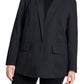 ELOQUII Women's Plus Size The Fluid Crepe Longline Blazer - 24, Black Onyx