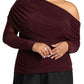 ELOQUII Women's Plus Size Foldover Drape Top - 22/24, Port Royale