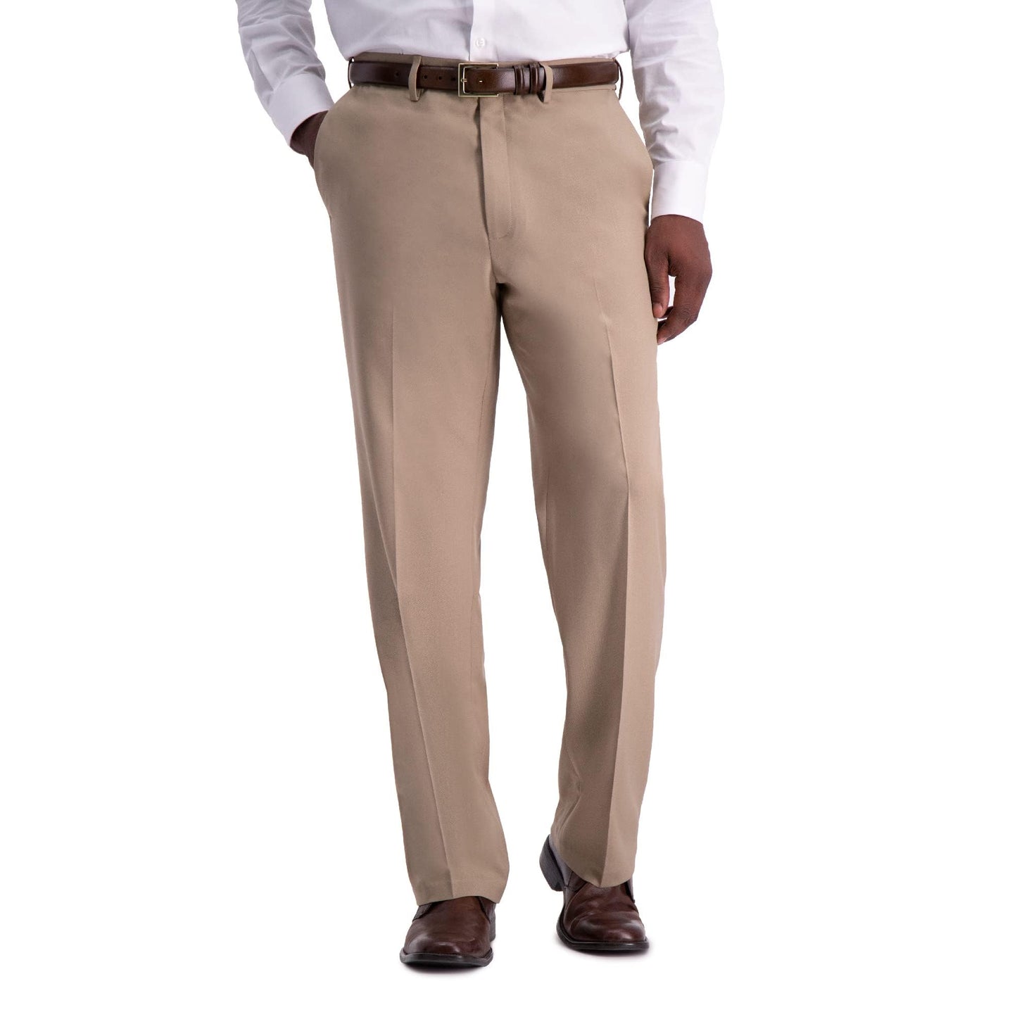 Haggar Mens Premium Comfort Reg. and Big & Tall Sizes Dress Pants, Medium Khaki, 38W X 32L US